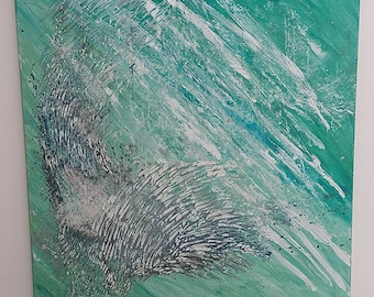 Shoal Frenzy semi abstract painting by Cornish Artist Lindsey Keates Contemporary Realism
