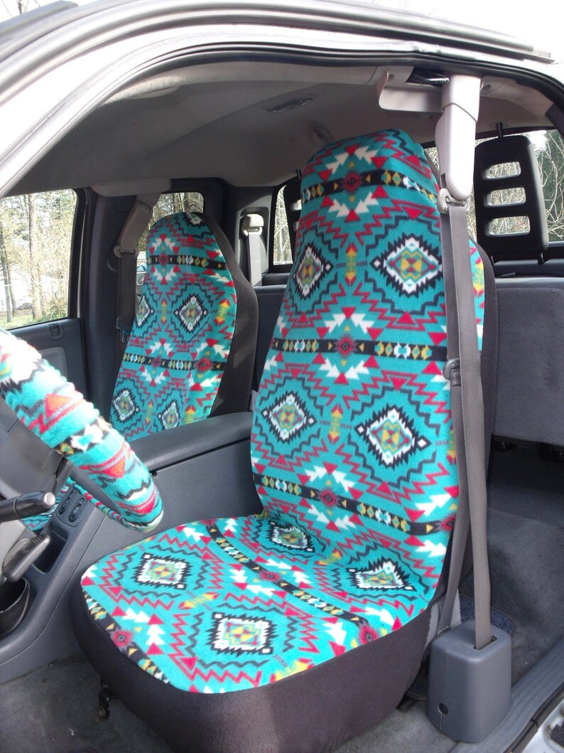 1 Set Of Geometric Southwest Print Seat Covers And Steering Wheel Cover Custom Made