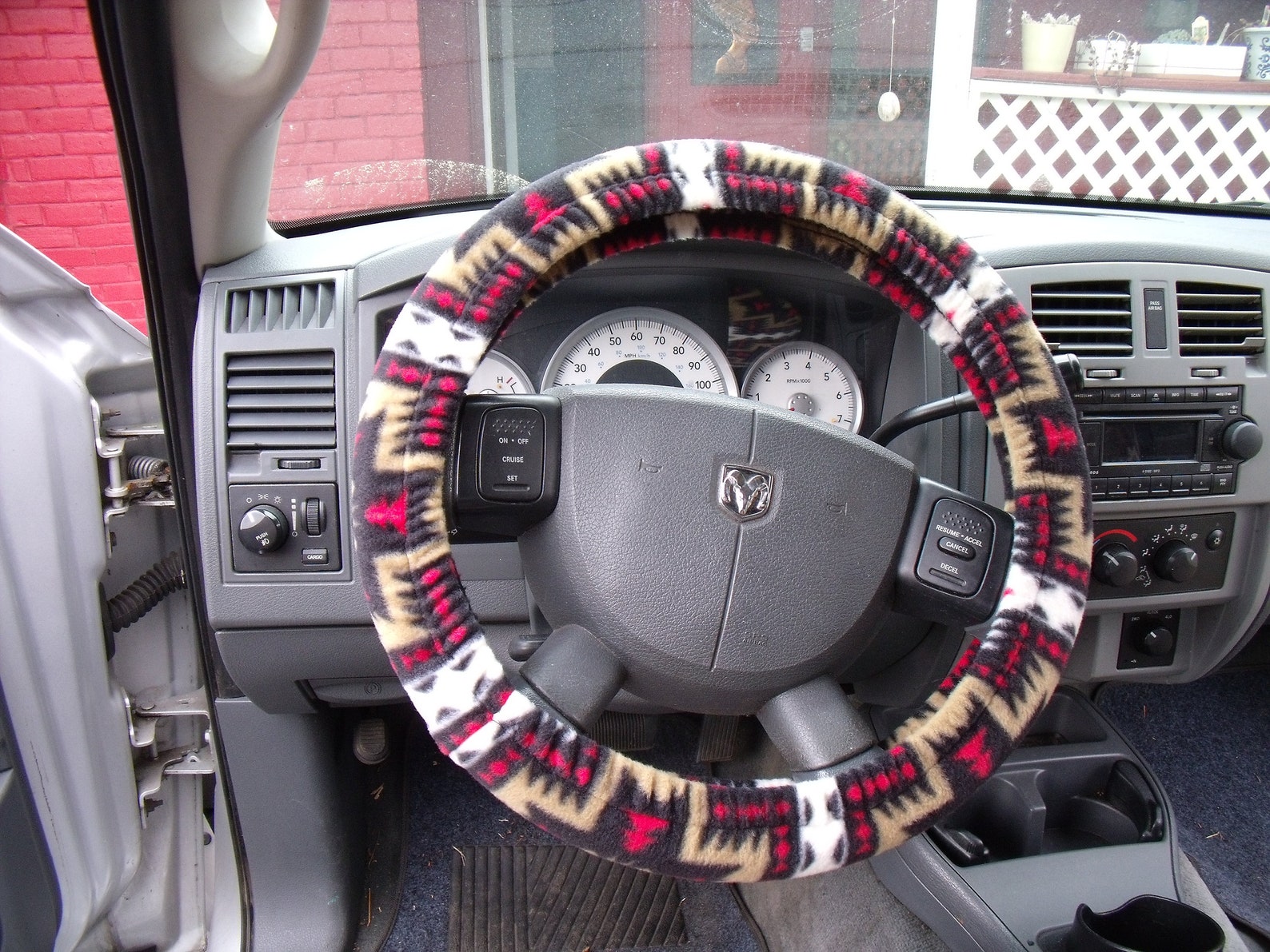 1 Set of Red Aztec Print Seat Covers and Steering Wheel Etsy