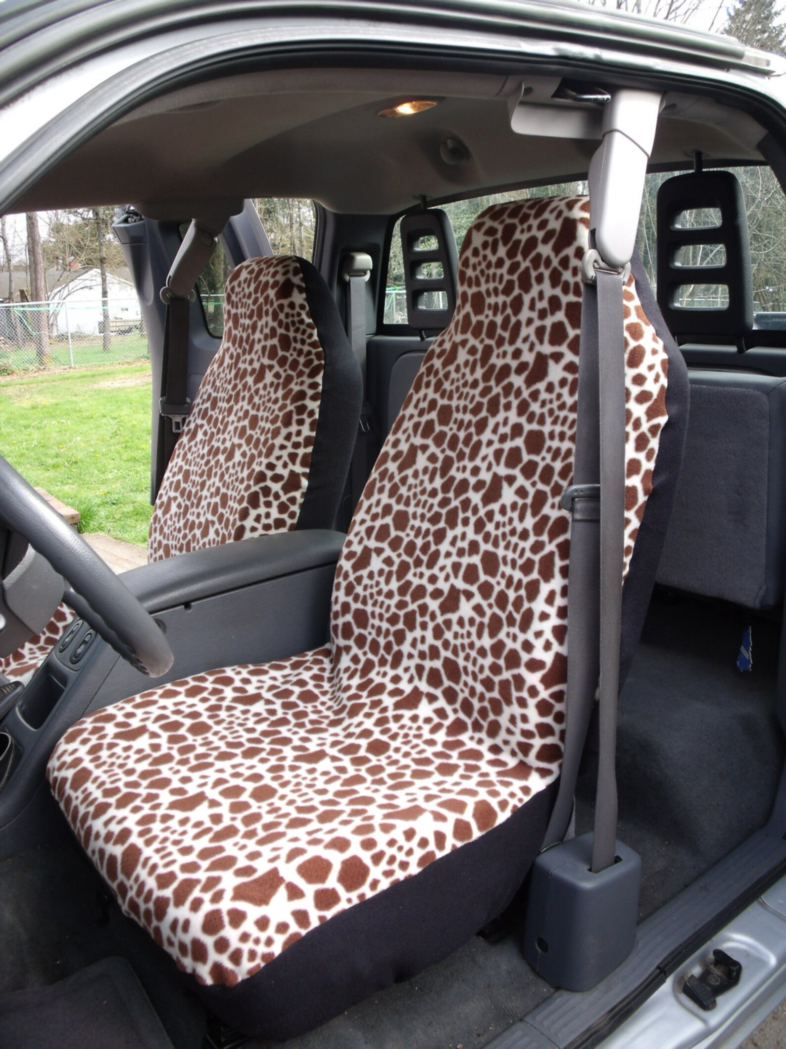 1 Set of Giraffe Print Car Seat Covers and Steeling Wheel Etsy