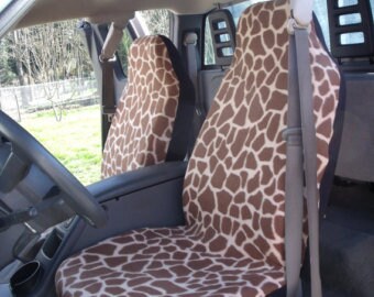 1 Set of Giraffe Print Car Seat Covers and steeling wheel 1 Set of Giraffe Print Car Seat Covers and steeling wheel
