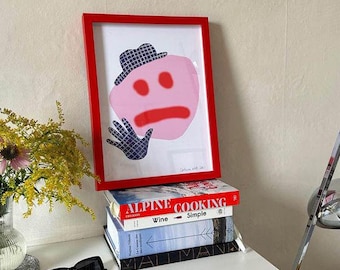 Sad Guy Red Wall Art Poster