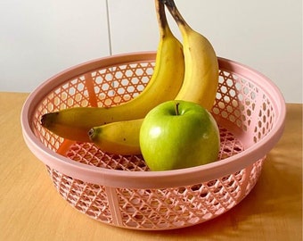 Pink Plastic Fruit Bowl Vintage Postmodern Basket