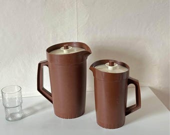 Brown Tupperware Vintage Plastic Pitcher Juice Carafe