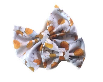Daisy Bow | Fabric Bow | Handmade Hair Bow | Hair Clip | Headband