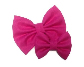 Bright Pink Bow | Fabric Bow | Handmade Hair Bow | Hair Clip | Headband