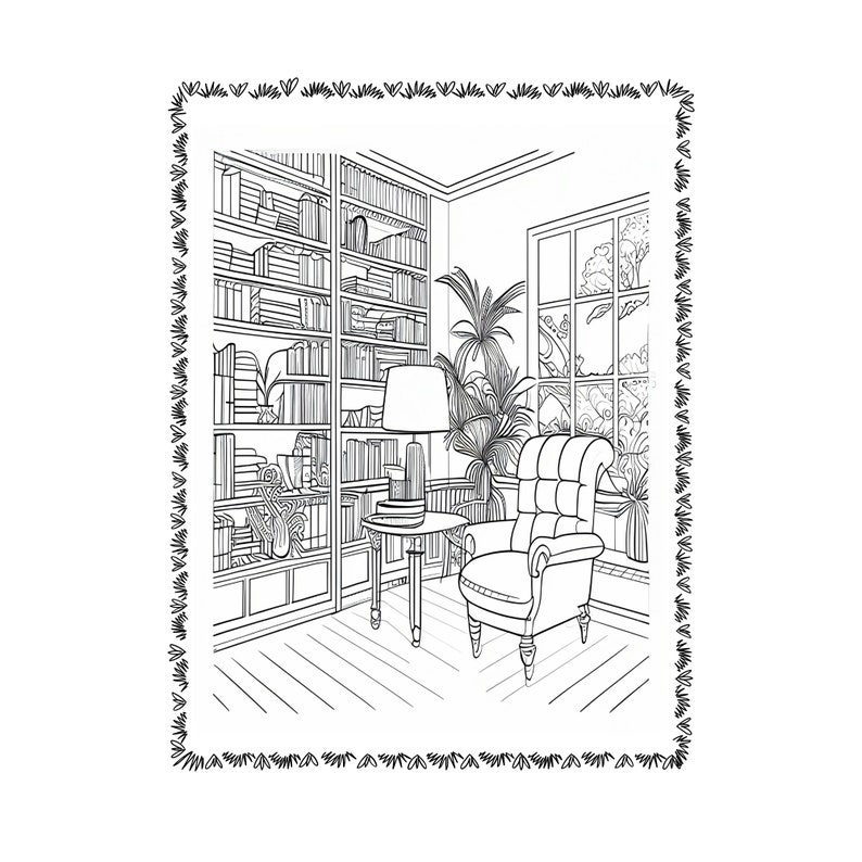 Cozy Book Nooks 20 Printable Coloring Pages 8.5 by - Etsy