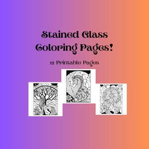 Stained Glass Coloring Pages! 12 Printable Images! 8.5&quot; by 11&quot;