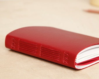 Assorted Paper Notebook | Small Red Mixed Paper Journal | Handsewn