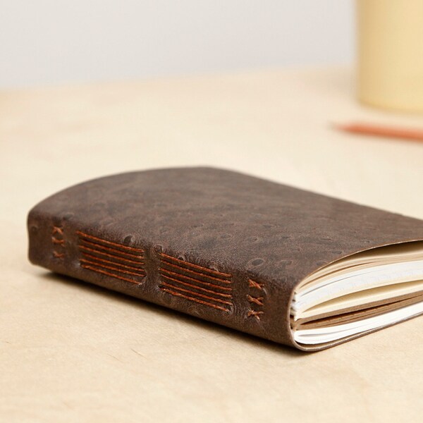 Assorted Paper Notebook | Small Brown Mixed Paper Journal | Handsewn