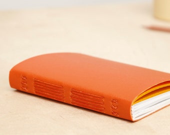 Assorted Paper Notebooks | Small Orange Mixed Paper Journal | Handsewn