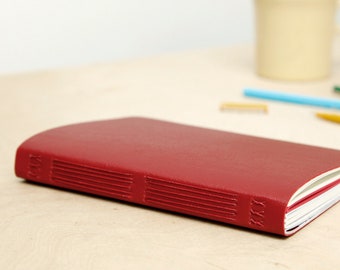 Assorted Paper Notebook | Large Red Mixed Paper Journal | Handsewn