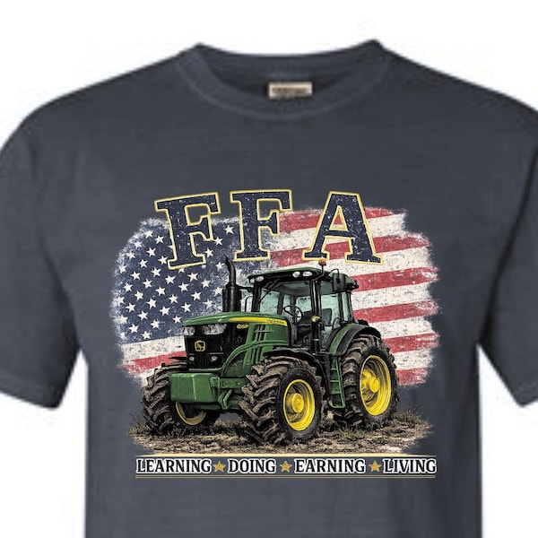 FFA GreenTractor Comfort Colors® Shirt | Patriotic American Flag Farm Tee | Agriculture Teacher Gift | FFA Student Shirt | Country Farm Life