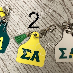 Sigma Alpha Printed Key Chain/ Sigma Alpha Printed Ear Tag Key Chain/Aluminum Ear Tag