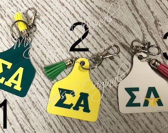 Sigma Alpha Printed Key Chain/ Sigma Alpha Printed Ear Tag Key Chain/Aluminum Ear Tag