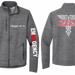 Men ER Full Zip Jacket/ Digi Stripe Nurses Jacket/ Emergency Room Jacket/ Embroidered Mens ER jacket