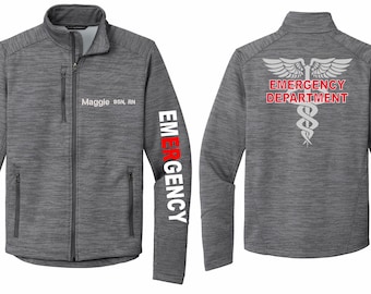 Men ER Full Zip Jacket/ Digi Stripe Nurses Jacket/ Emergency Room Jacket/ Embroidered Mens ER jacket