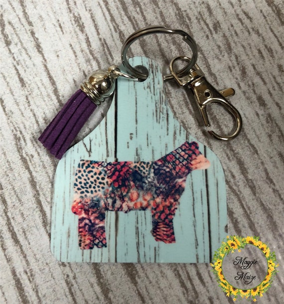 Ear Tag Key Chain/ Steer Key Chain/ Printed Key Chain/ Aluminum