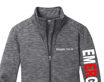 Ladies ER Full Zip Jacket/ Digi Stripe Nurses Jacket/ Emergency Room Jacket/ Embroidered Ladies ER jacket