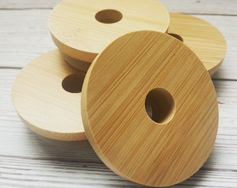 9 qty bamboo lids for beer cans or soda cans 16oz or 20oz Libby bulk 70mm