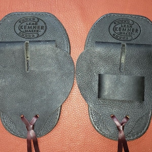 Black Heavy Chap Leather Cinch Buckle Guards , Center Bar Buckle