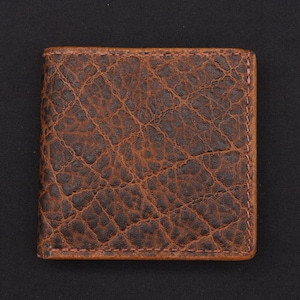 Cartera plegable de piel de vaca con estampado de elefante marrón y 8 bolsillos para tarjetas. Regalo para él, papá, esposo, novio o hijo.