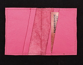 Minimalist Pink Leather 4 Pocket Card Case,  Soft Wallet, Small Wallet