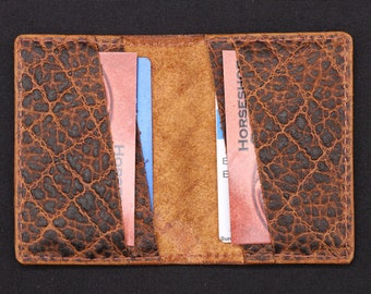 Brown Elephant Print Cowhide Credit Card Holder ~ Bespoke Minimalistic wallet ~ Gift for Father's Day