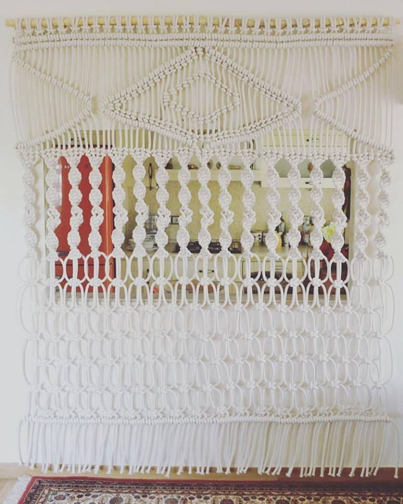 Macrame Wall Hanging / Bed Header / Room Divider With Thick Etsy