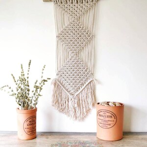 SALE Bohemian macrame wall hanging with natural cotton rope and a tree branch. 70s, minimal, ecological, modern, vintage image 1