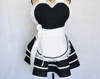 Retro Style Apron French Maid Theme Vintage Style Full Size Apron Dress Up Made To Order