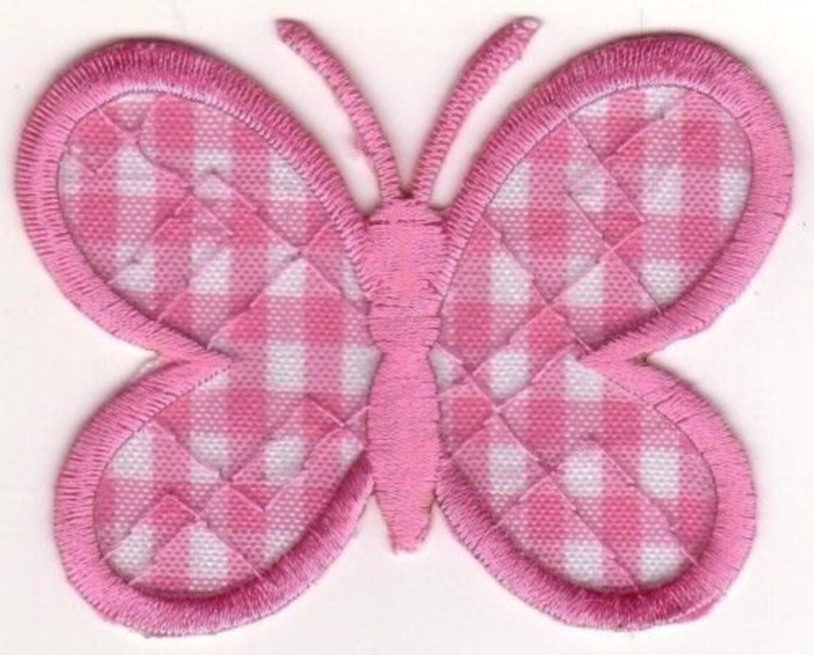 Pink Gingham Butterfly Appliques 21/2 x 2 Etsy