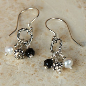 Onyx & Silver Dangle Earrings
