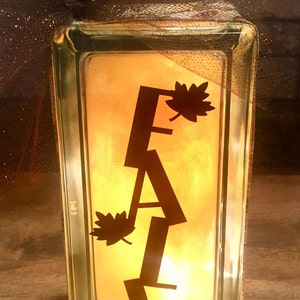 Fall, Autumn, Harvest Lighted Glass Block, Fall Decor, leaves, Thanksgiving, fun fall decor