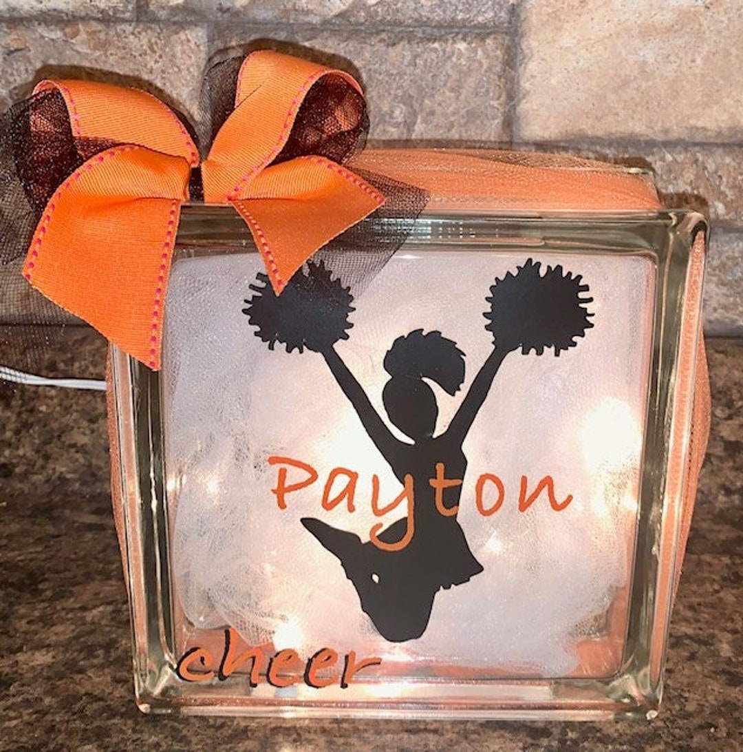 Cheer Leader Lighted Glass Block, Custom Decor and Gifts, Decor, School ...