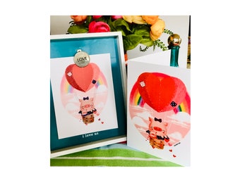 Mama und Kleine Druck und Karte Combo - Kunstdruck von Spaghetti Toes, Kunstdruck, Kunstdrucke online, Kunstdrucke zu verkaufen, Muttertag