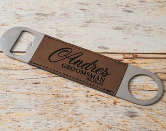 Custom Bottle Opener, Groomsmen Bottle Opener, Groomsmen Gift, Best Man Gift, Leather Bottle Opener