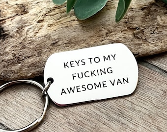 Funny Gift for Van driver - Personalised Keychain for Campervan - Unique Vanlife Gift  -Keyring for builder, Plumber, Electrician, Plasterer