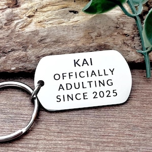 Funny 18th Birthday Gift - Gift for Son 18th Birthday, 18th Birthday Gift for Nephew, Keychain Funny gift for Grandson, Officially adulting