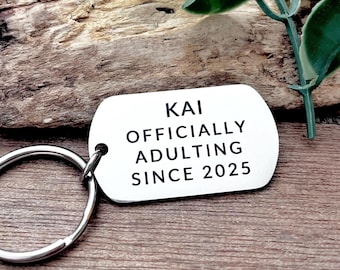 Funny 18th Birthday Gift - Gift for Son 18th Birthday, 18th Birthday Gift for Nephew, Keychain Funny gift for Grandson, Officially adulting