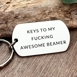 Personalised Gift for Beamer owner - Funny Beemer Keyring - Keychain for Beamer lovers -   Birthday Car Gift for Men -  Stainless Steel