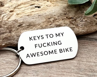 Funny Gift for Motorbike rider,  Motorbike lover - Boyfriend - Son - Motorcyclist , Harley accessory, Personalised Motorbike keyring