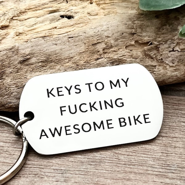 Funny Gift for Motorbike rider,  Motorbike lover - Boyfriend - Son - Motorcyclist , Harley accessory, Personalised Motorbike keyring