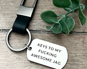 Gift for Jag owner - Classic car Keyring  Customisable Jag keychain for Dad  -Stainless Steel personalised car keyring for brother - Grandad