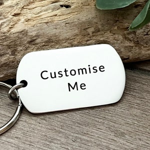 Customisable Keyring Gift for Him -  Personalised Gift for Her  - Bespoke Gift - Gift for Friend Gift for Grandad, Brother, Stainless Steel