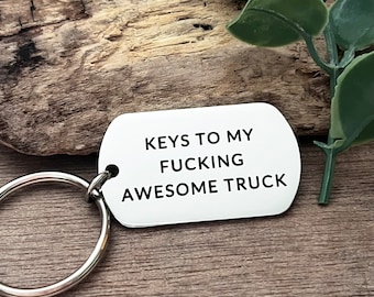 Funny Gift for Truck driver - Personalised Keychain for Dad - Unique Gift idea for him - Keyring for builder , Electrician , pick up