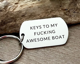 Gift for Boat owner - Yacht Keyring - Keychain for Fisherman - Yachting Gift for Men - Funny Customisable boat keychain  -Stainless Steel