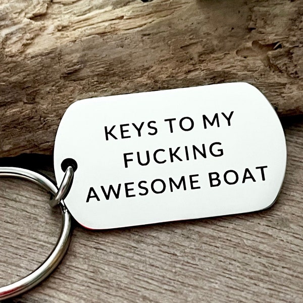 Gift for Boat owner - Yacht Keyring - Keychain for Fisherman - Yachting Gift for Men - Funny Customisable boat keychain  -Stainless Steel