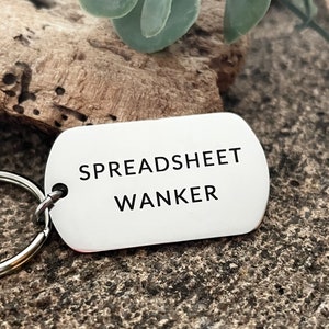Rude Birthday Gift for Work Colleague - Spreadsheet Wanker, Custom Engraving on Back Funny Gift for Accountant, Office Worker, Administrator