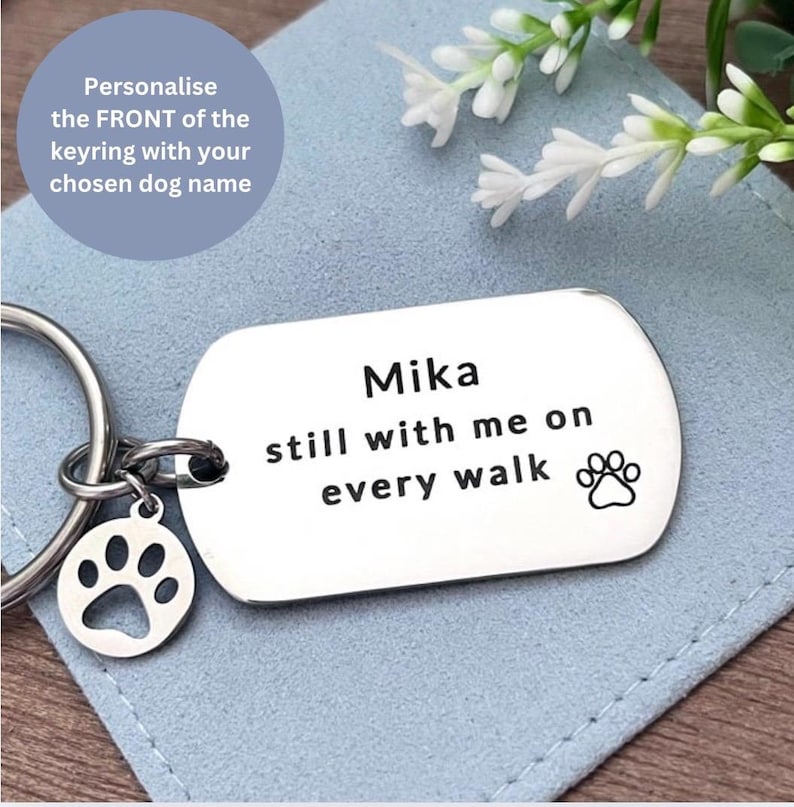 Regalo conmemorativo para perros - Llavero con nombre de perro - Nombre personalizado - En memoria de perro - Regalo de recuerdo de mascota - Regalo de condolencia por la pérdida de un perro - Personalizado imagen 2